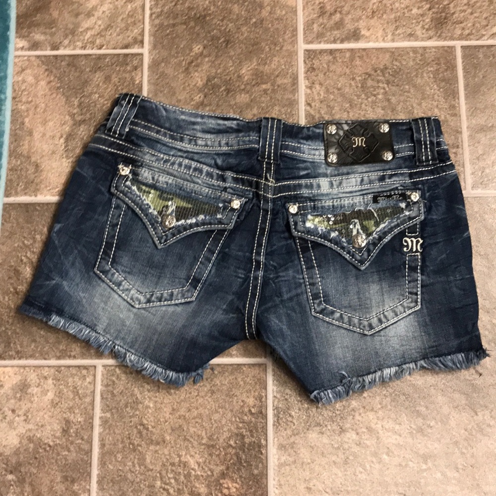Miss Me shorts camouflage and bling.